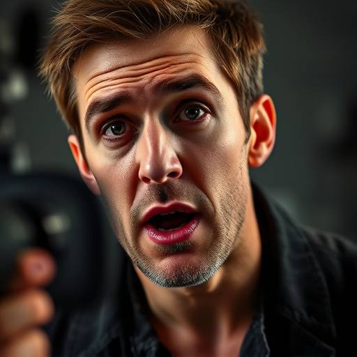 Acteur die een monoloog voordraagt voor een camera